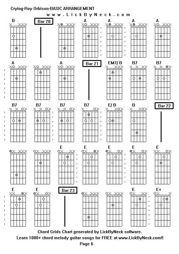 Chord Grids Chart of chord melody fingerstyle guitar song-Crying-Roy Orbison-BASIC ARRANGEMENT,generated by LickByNeck software.